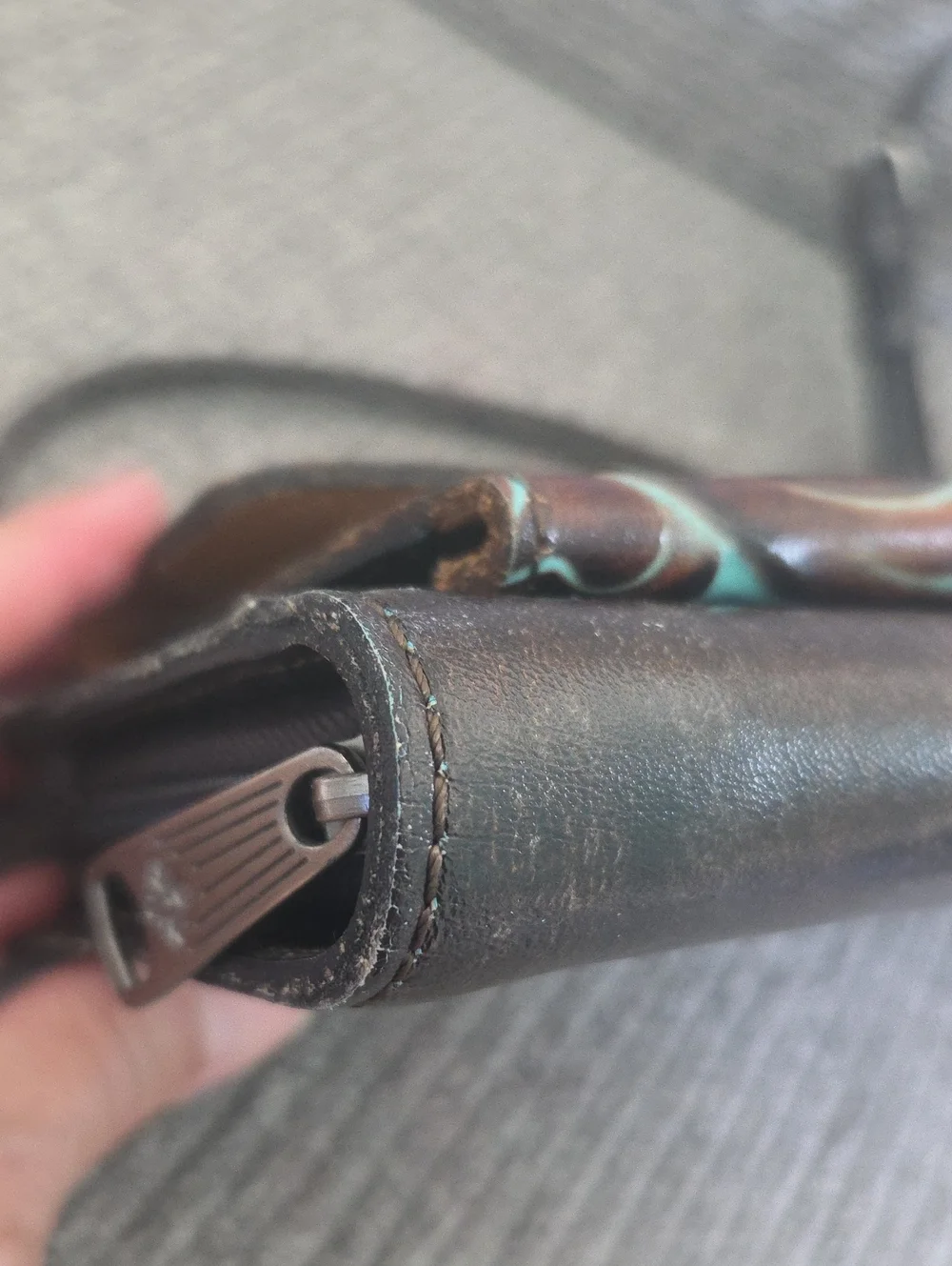 Patricia Nash Albarese Tooled Leather Turquoise Crossbody Bag